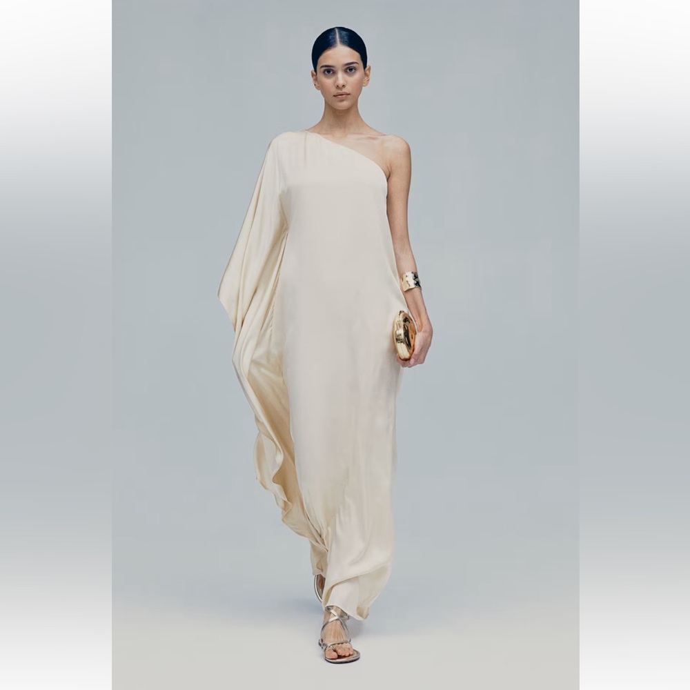 NWT | Sold Out New H&M One Shoulder Cape Sleeve Dress, XS